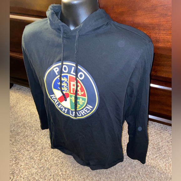 Polo Ralph Lauren Classic Fit Black Hoodie Shirt Lightweight Size Medium - Picture 2 of 7